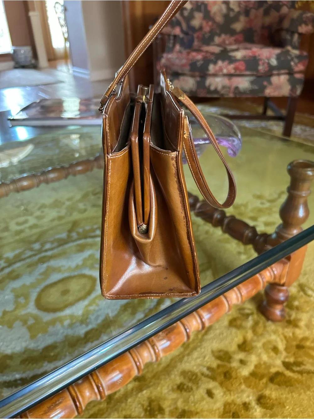 1960s Classic Caramel-colored Leather Top-Handle Tote